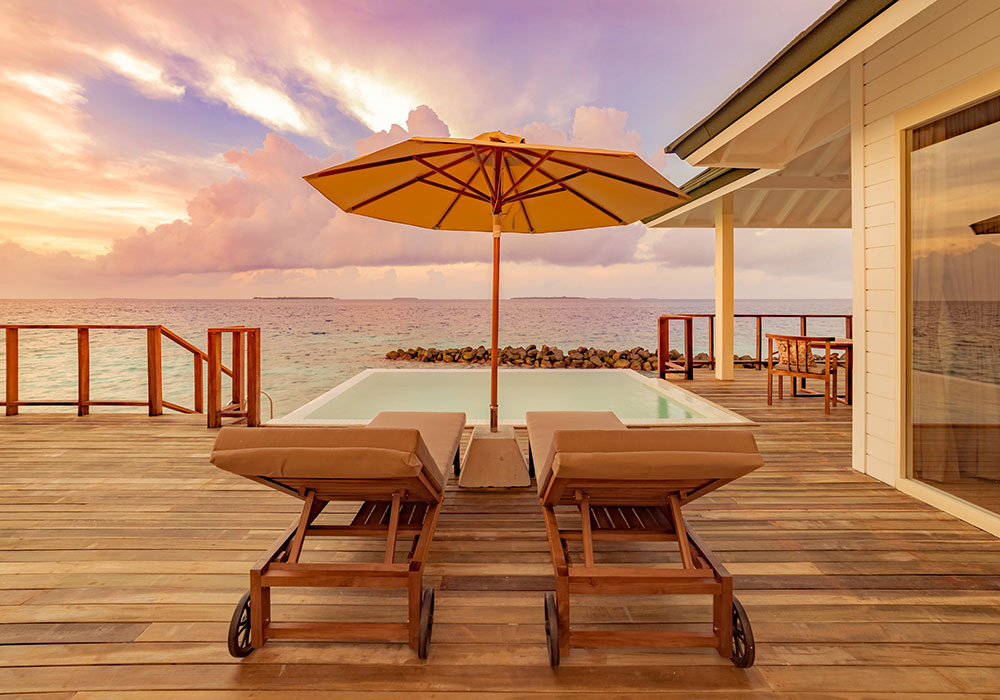 Water Pavilion pool villa, Siyam World. Maldiverna