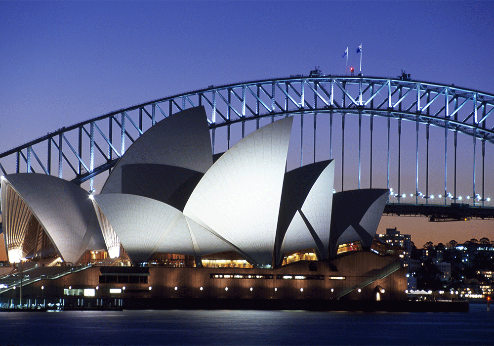 Sydneys välkända operahus.