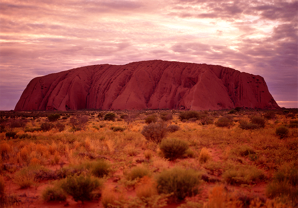 Uluru även känt som Ayers rock, Australien.